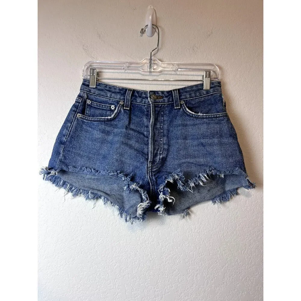 Reformation Blue Denim Cut-Off Shorts Size 27